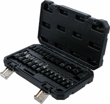 Jeu de douilles a embouts / de cle a douille (1/4), (3/8), (1/2) Profil E/profil T (pour Torx)/Profil E 25 pieces