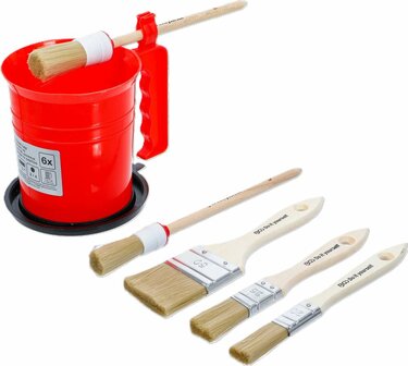 Jeu de pinceaux plats / annulaires avec pot de peinture 6 pcs