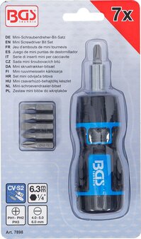 Jeu d'embouts de mini tournevis avec poignee rotative a fonction cliquet reversible 7 pcs