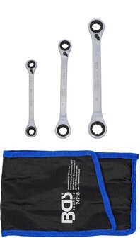 Jeu de cles annulaires a cliquet doubles reversible 4-en-1 3 pieces