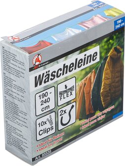Corde a linge flexible 1,9 - 2,4 m avec 10 clips