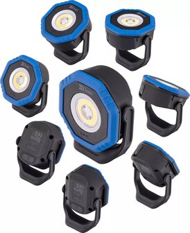 Projecteur de poche avec recharge sans fil, COB-LED Twin Beam 2-en-1