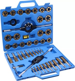 Jeu de tarauds et filieres 45 pieces, revetement titane M6&ndash;M24