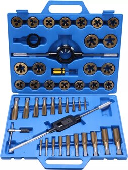 Jeu de tarauds et filieres 45 pieces, revetement titane M6&ndash;M24