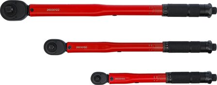 Jeu de cles dynamometrique (1/4) 2 - 24 Nm, (3/8) 19 - 110 Nm, (1/2) 28 - 210 Nm 3 pieces