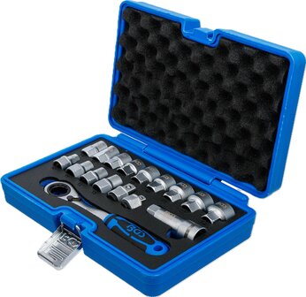 Coffret de douilles avec cliquet traversant Gear Lock 10 - 24 mm 17 pieces