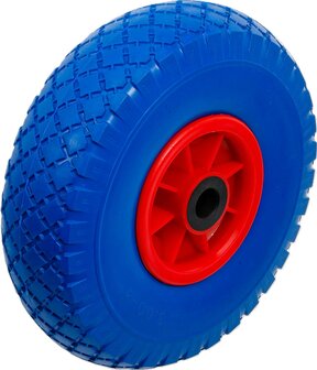 Roue pour diable / chariot de transport PU , rouge / bleu 260 mm