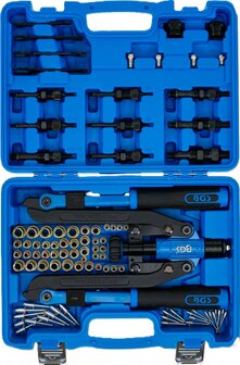Jeu de pinces a riveter bras long pour rivets borgnes et ecrous-rivets