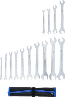 Jeu de cles plates extra plates 6 - 22 mm 1/4 - 3/4 14 pieces