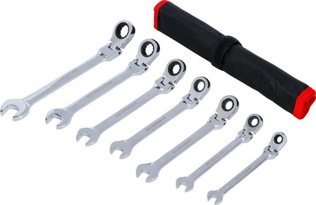 Jeu de cles mixtes a cliquet tetes flexibles 8 - 19 mm 7 pieces