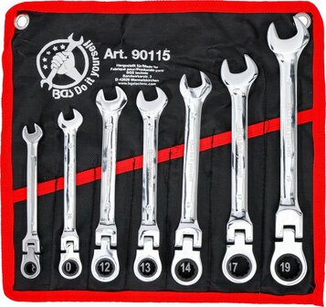 Jeu de cles mixtes a cliquet tetes flexibles 8 - 19 mm 7 pieces