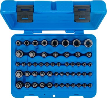 Jeu d&rsquo;embouts et de douilles Profil E/T (pour Torx)/Profil T (pour Torx) avec per&ccedil;age/Profil TP (pour Torx Plus) 52 pieces