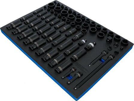 Insert de servante d'atelier 3/3 : Jeu de douilles a choc six pans (3/8), (1/2) 8 - 32mm 73 pieces