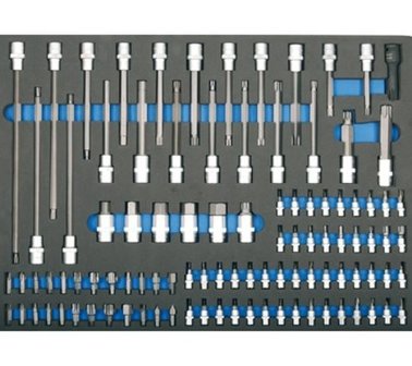 3/3 Bac outils pour les chariots d&#039;atelier: bits de 104 pieces et prises de bits