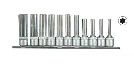 Jeu de 11 douilles Torx longues 3/8