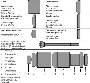 Jeu d&rsquo;outils pour montage et demontage Silentblocs pour BMW E38, E39 7 pieces