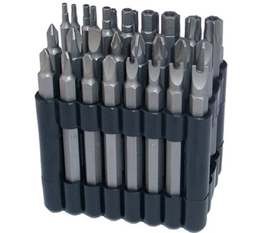 Jeu d&#039;embouts longs (1/4) a six pans creux differents profils 32 pieces