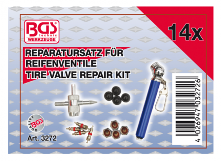 Kit de reparation pour valves de pneus 14 pieces