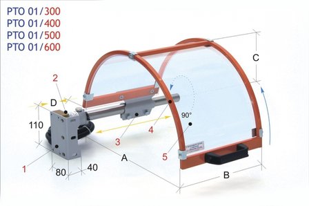 Protection de mandrin cadre en acier PTO 01/600, 4,70kg