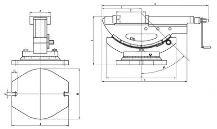 Etau hydraulique inclinable avec base