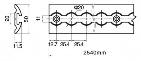 Rail en aluminium l.3000mm bombe