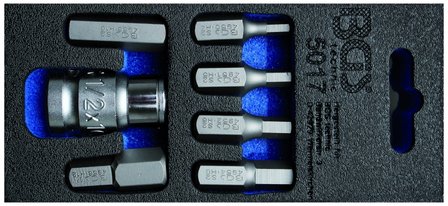 Jeu dembouts pour tournevis 10 mm (3/8) / six pans interieurs 7 pieces