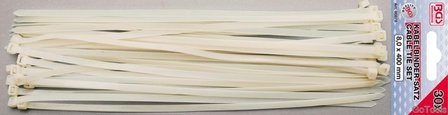 Assortiment de serre-c bles blanc 8.0 x 400 mm 30 pcs.