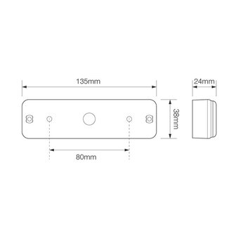 Feu arriere 12/24V 2 fonctions 135x38mm LED avec support noir