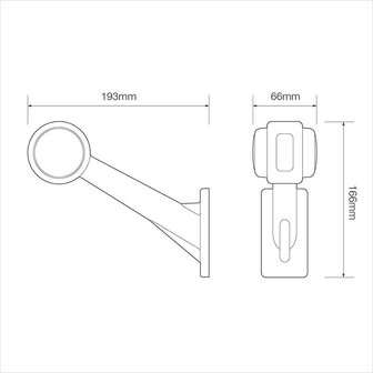 Feu de gabarit 12/24V rouge/blanc 166x193mm LED droite