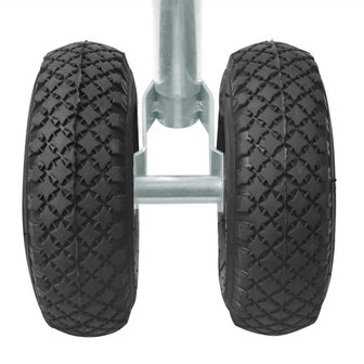Roue a double nez 48 mm 2x jante en plastique avec pneu pneumatique 260x85 mm