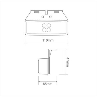 Feu de position 12/24V rouge 110x40mm LED avec support