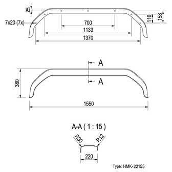 Garde-boue en plastique pour essieu tandem 13/14 pouces (22155)