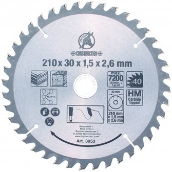 Lame de scie circulaire carbure, 210 mm