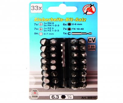 Ensemble de bits de securite de 33 pieces 50 mm