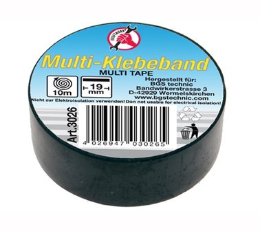 Bande multi adhesive, noir, 19 mm de largeur, 10 m de longueur