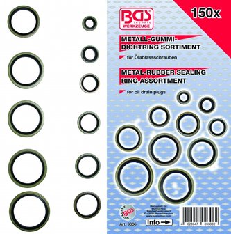 Assortiment de joints d&rsquo;etancheite metalliques avec bourrelet en caoutchouc 150 pieces