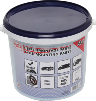 Reifenmontagepaste, bleu pour les pneus de roulage a plat, seau de 5 kg