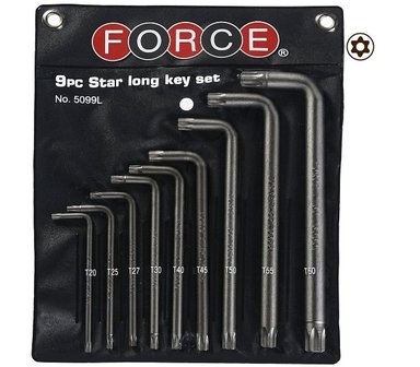 Jeu de 9 cles m les coudees Torx perce longues