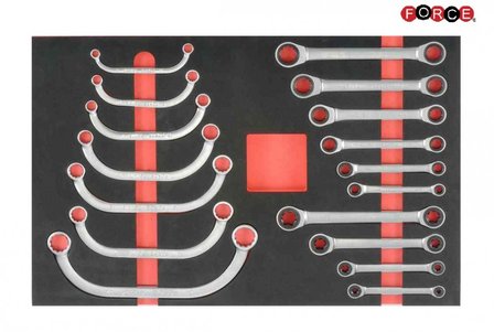 Module mousse de 17 cles polygonales demi lune &amp; cles polygonales cliquet