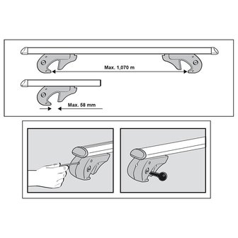 Porte-bagages de toit 120 cm en aluminium 90 kg