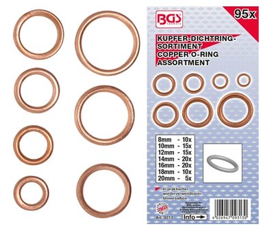 Assortiment en O-Ring en cuivre de 95 pieces 6-20 mm