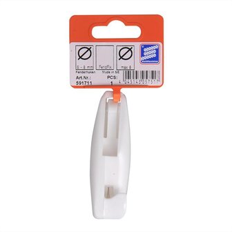 Crochet de pare-battage, plastique, pour tube 6-8mm blanc