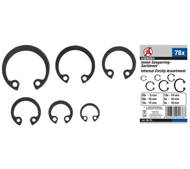 Assortiment de circlips interne 8 - 19 mm 78 pcs.