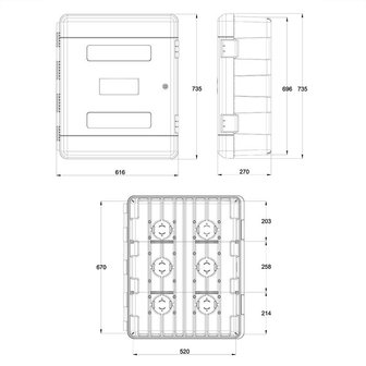 Coffres a outils 75,0L / 27,0x61,6x73,5cm avec 2 etageres + serrure a cylindre