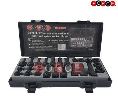 Coffret de 25 douilles a choc tournevis Torx &amp; XZN 1/2