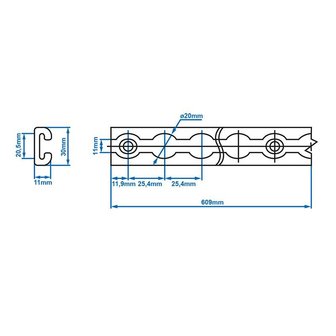 Rail d&#039;arrimage aluminium 30cm