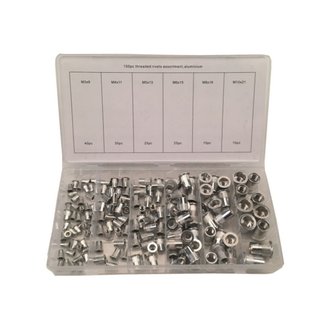 Assortiment d&#039;ecrous sertir Aluminium 150 pcs