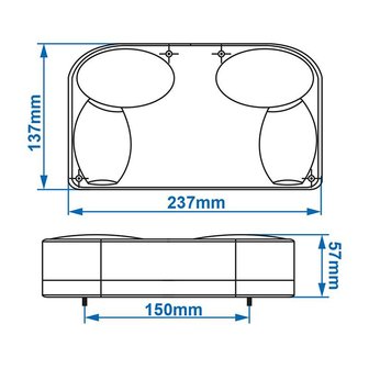 Feu arriere 6 fonctions 237x137mm gauche