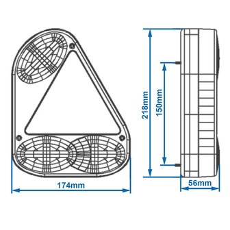Feu arriere 5 fonctions 218x174mm droit