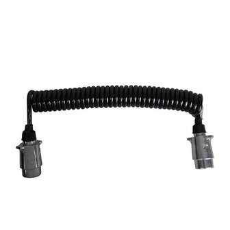 Cable spirale 4,5 m avec 2 fiches 7 broches en metal